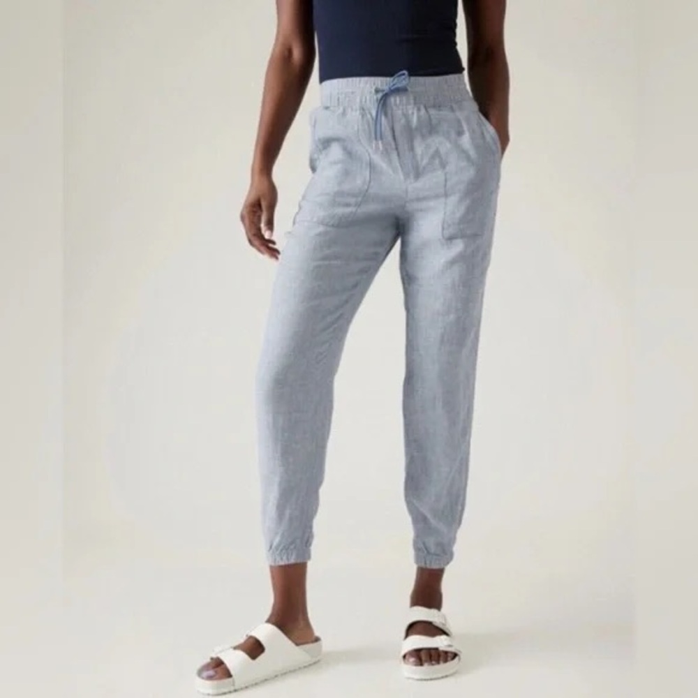 Athleta retreat linen jogger, chambray blue